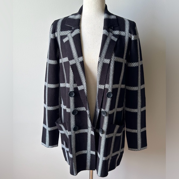 NWT | Marled | Plaid Sweater Blazer/Cardigan | Black & White | Small - Picture 2 of 8